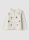 Cardigan bianco in maglia traforata con girocollo_0