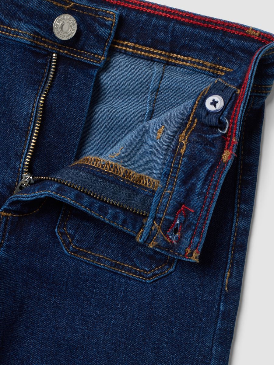Girls' blue culotte jeans in stretch cotton_1