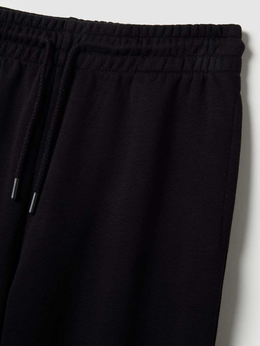 Black cotton blend jogger trousers regular fit_5