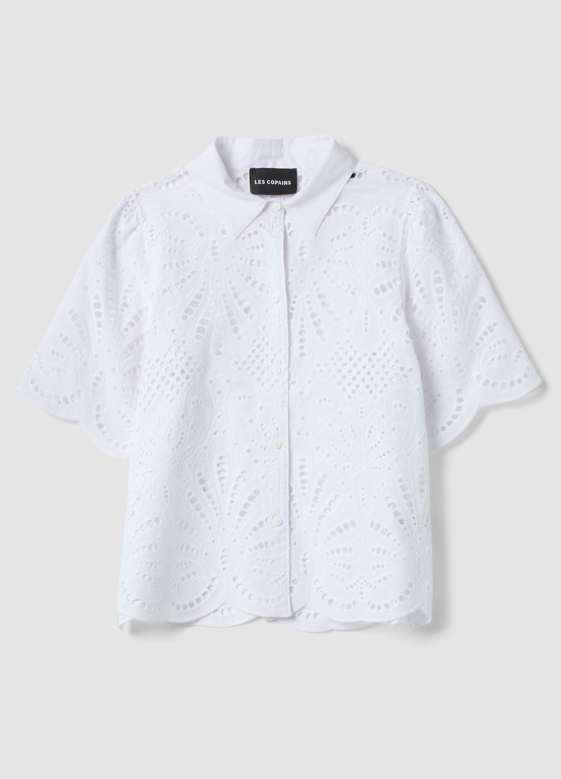 White pure cotton broderie anglaise shirt