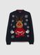 Blue regular fit Christmas jumper with reindeer embroidery_4