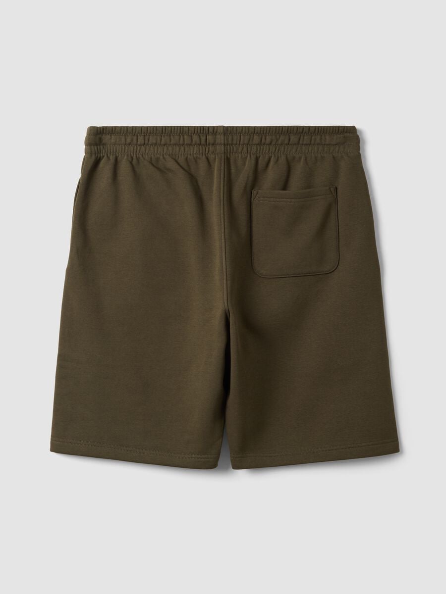 Green cotton-blend shorts with elasticated waist, regular fit_1