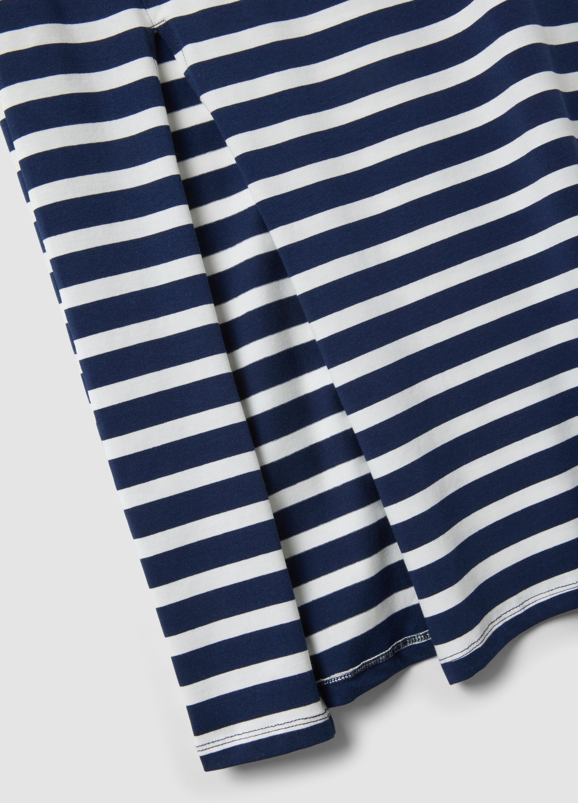 Blue striped stretch cotton maxi dress