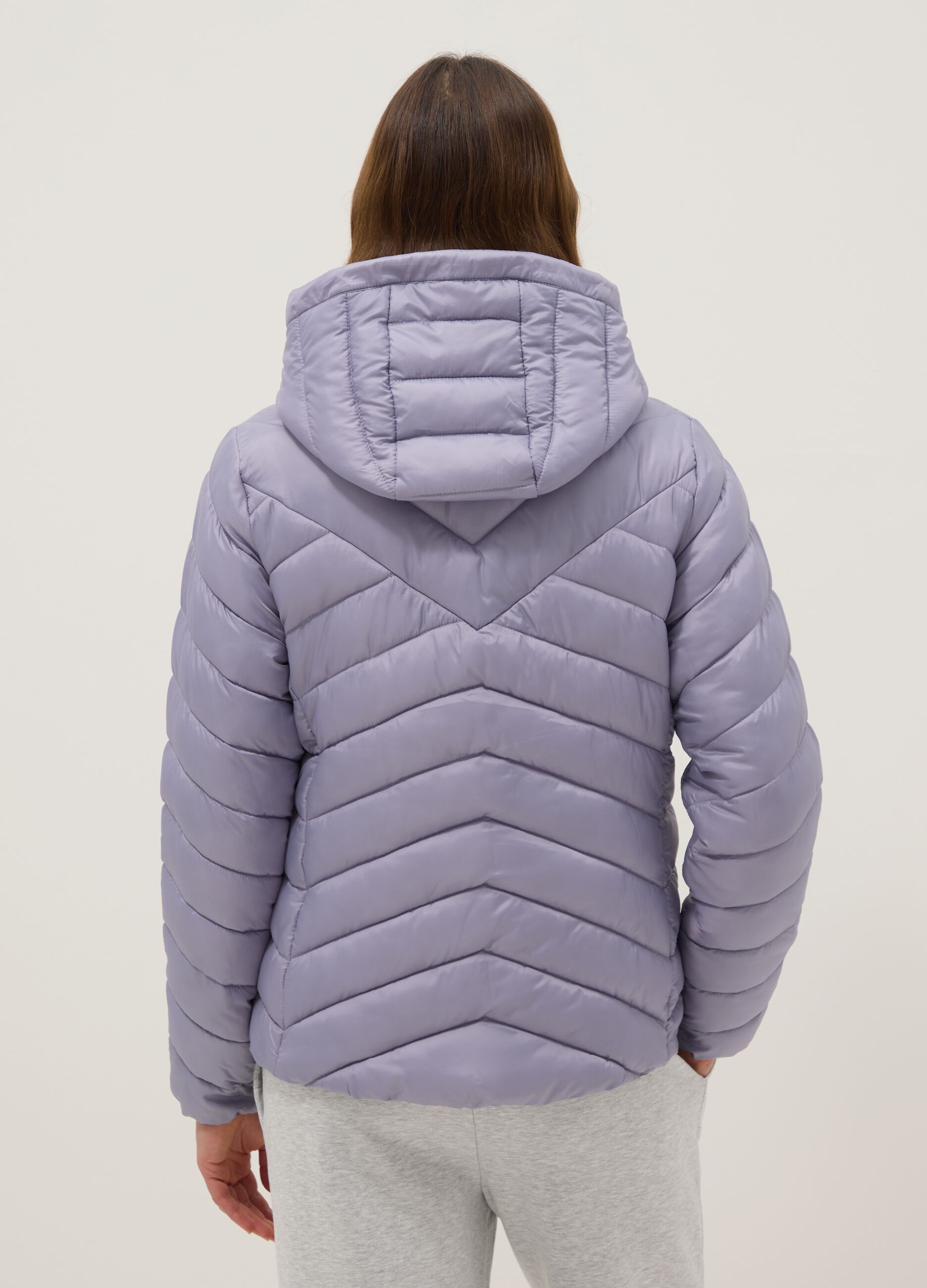Purple padded jacket regular fit with hood
