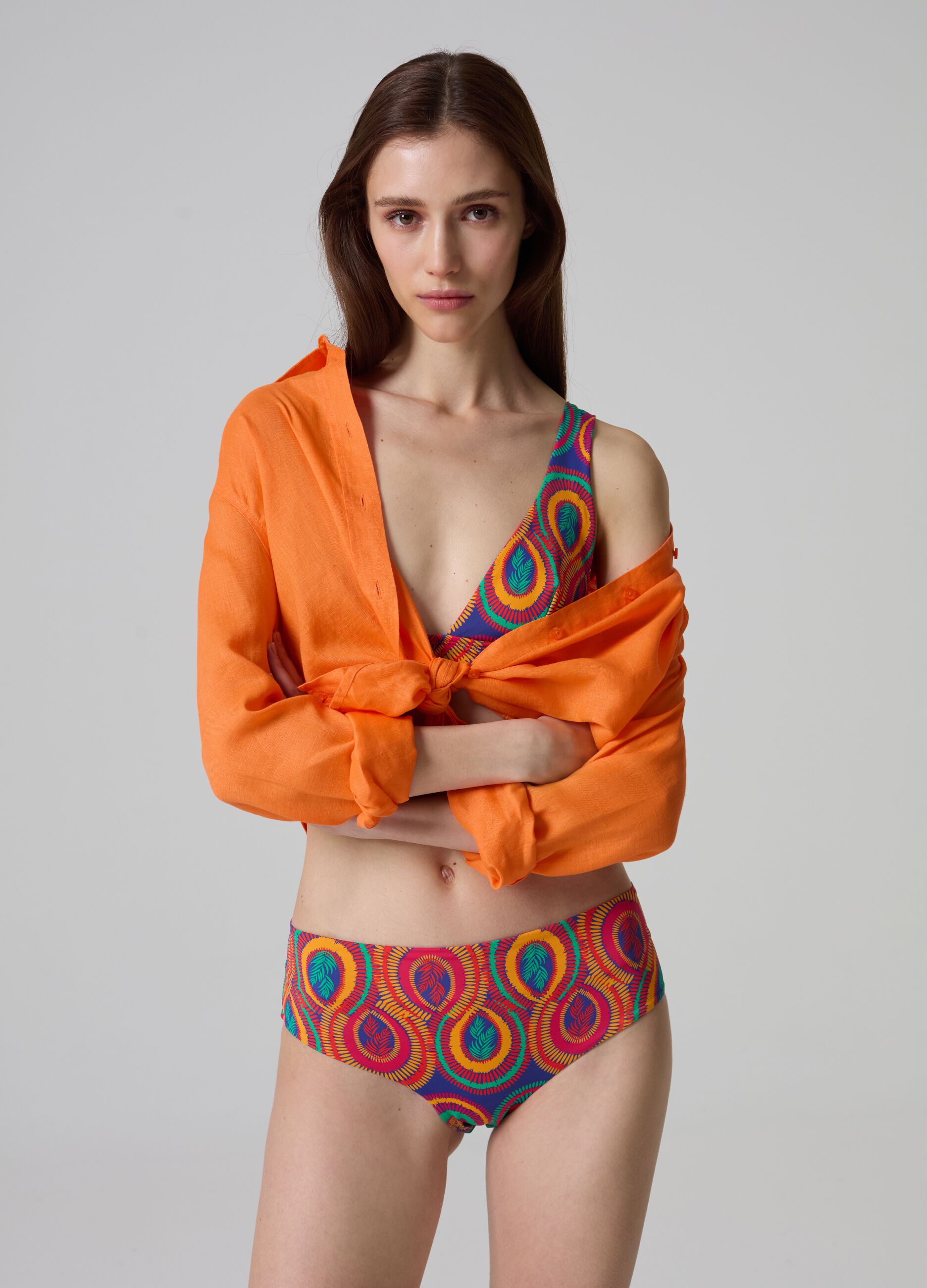 Braguita bikini de cintura alta estampado tropical