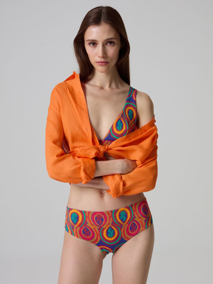 Braguita bikini de cintura alta estampado tropical_0