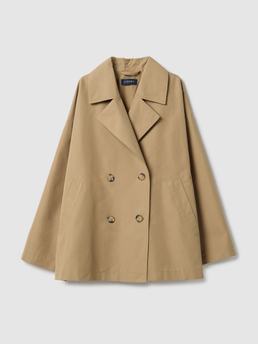 Oversized beige cotton blend trench coat_4