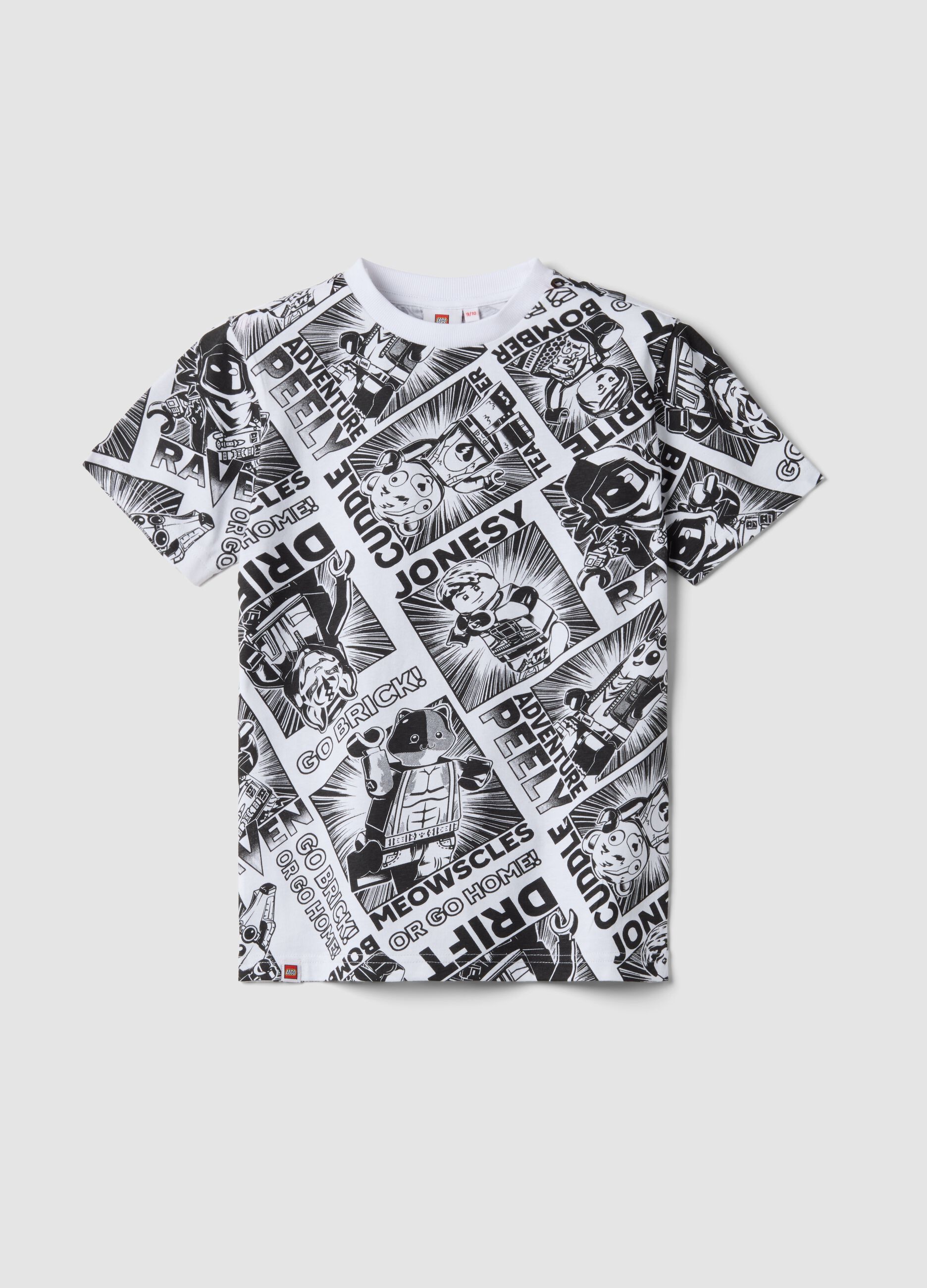 T-shirt multicolorido de crian&ccedil;a em puro algod&atilde;o, corte regular com estampagens