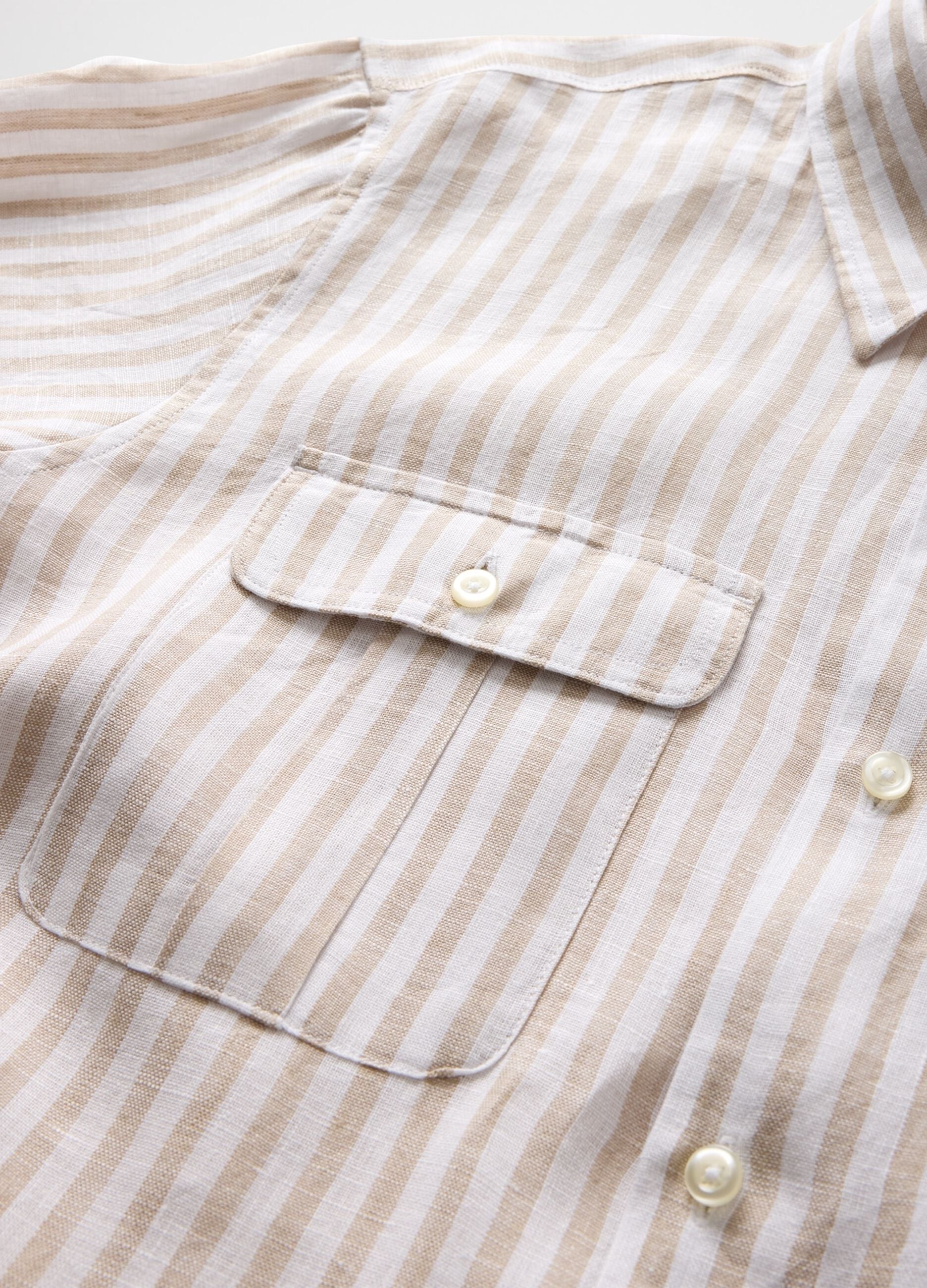 Multicoloured pure linen striped shirt