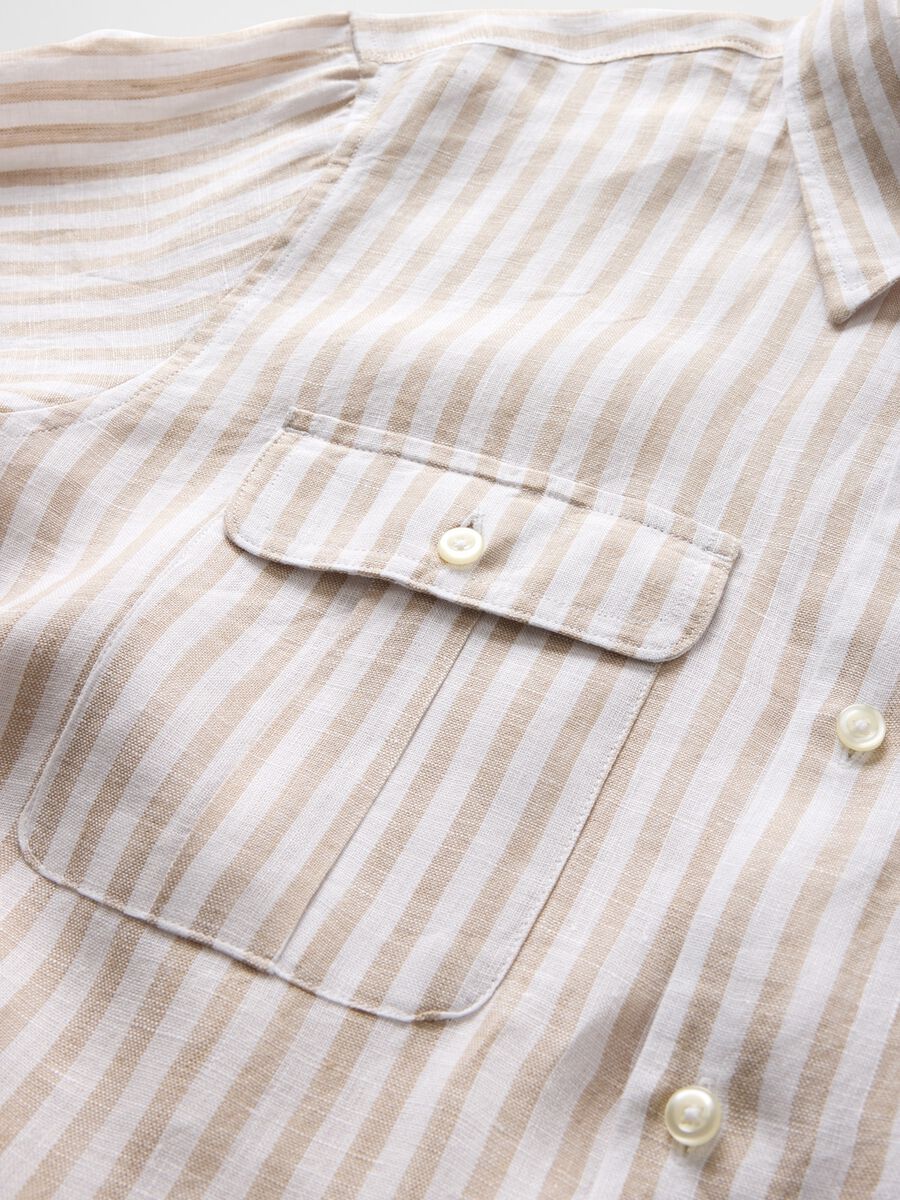 Multicoloured pure linen striped shirt_4