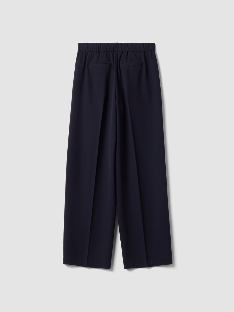 Navy stretch viscose formal trousers, regular fit_6