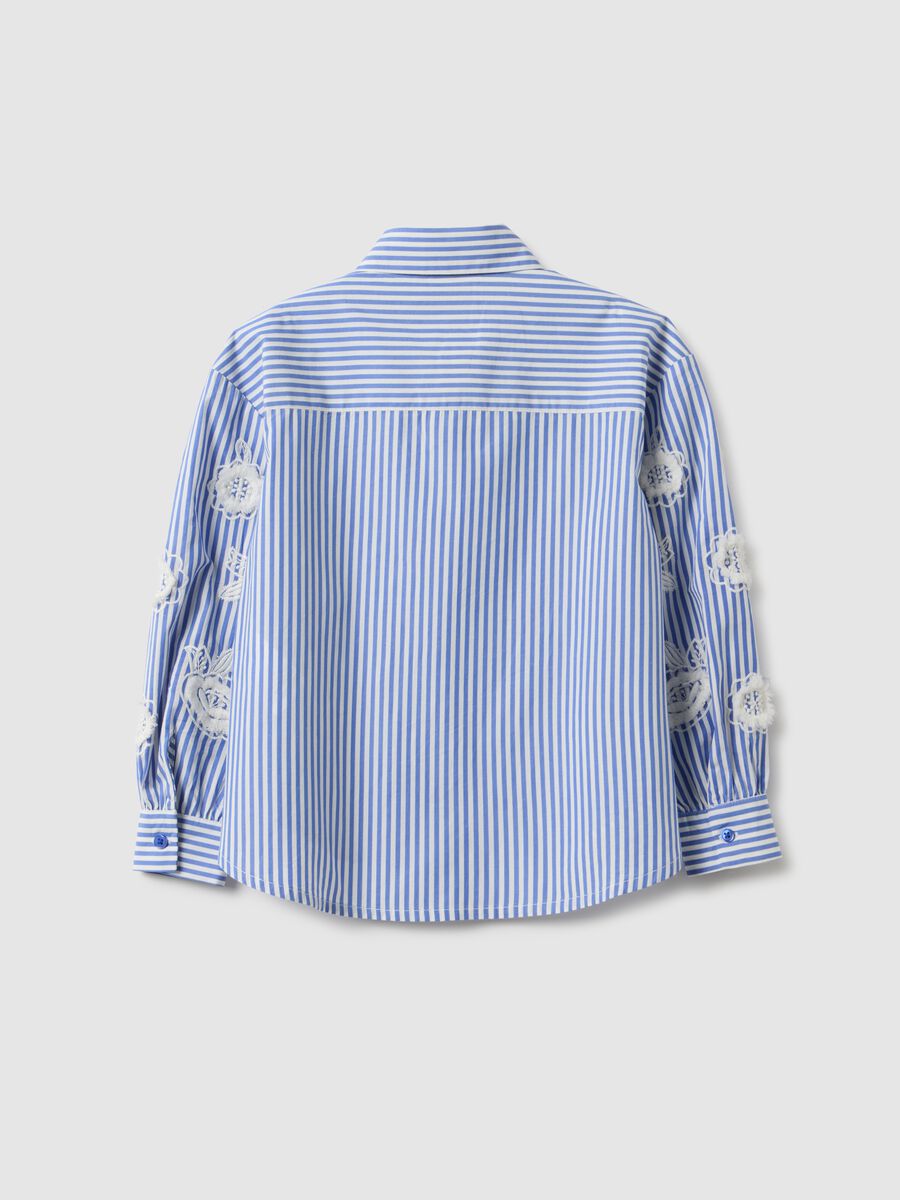 Girls' multicolour striped pure cotton shirt with embellishments_1