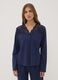 Blue V-neck pyjama top in stretchy cotton, lyocell and wool_0