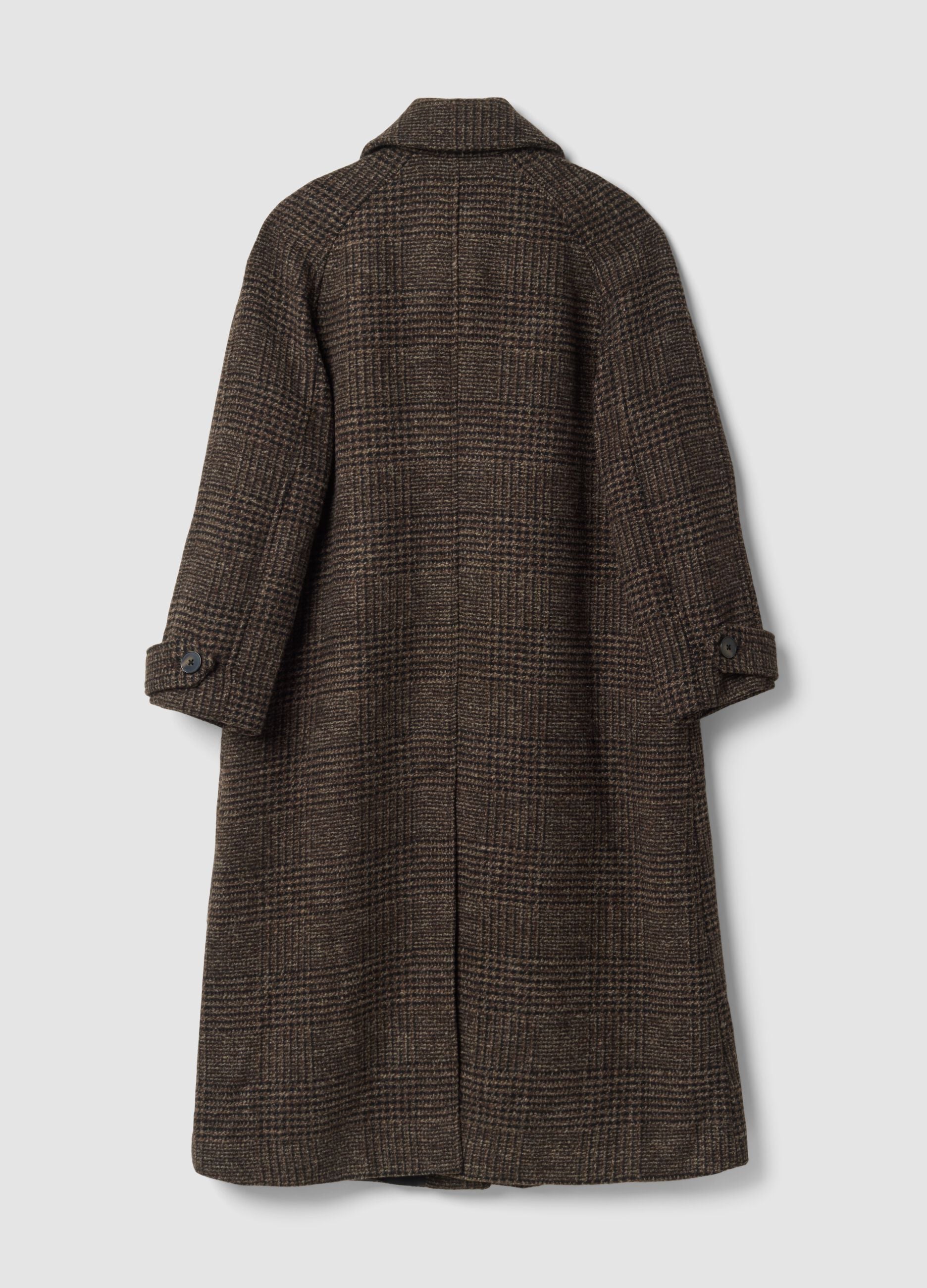 Cappotto lungo marrone e grigio in misto lana over fit