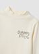 T-shirt bianca in puro cotone organico con collo rialzato e stampa animaletti_3