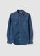 Blue pure cotton denim shirt, regular fit_0