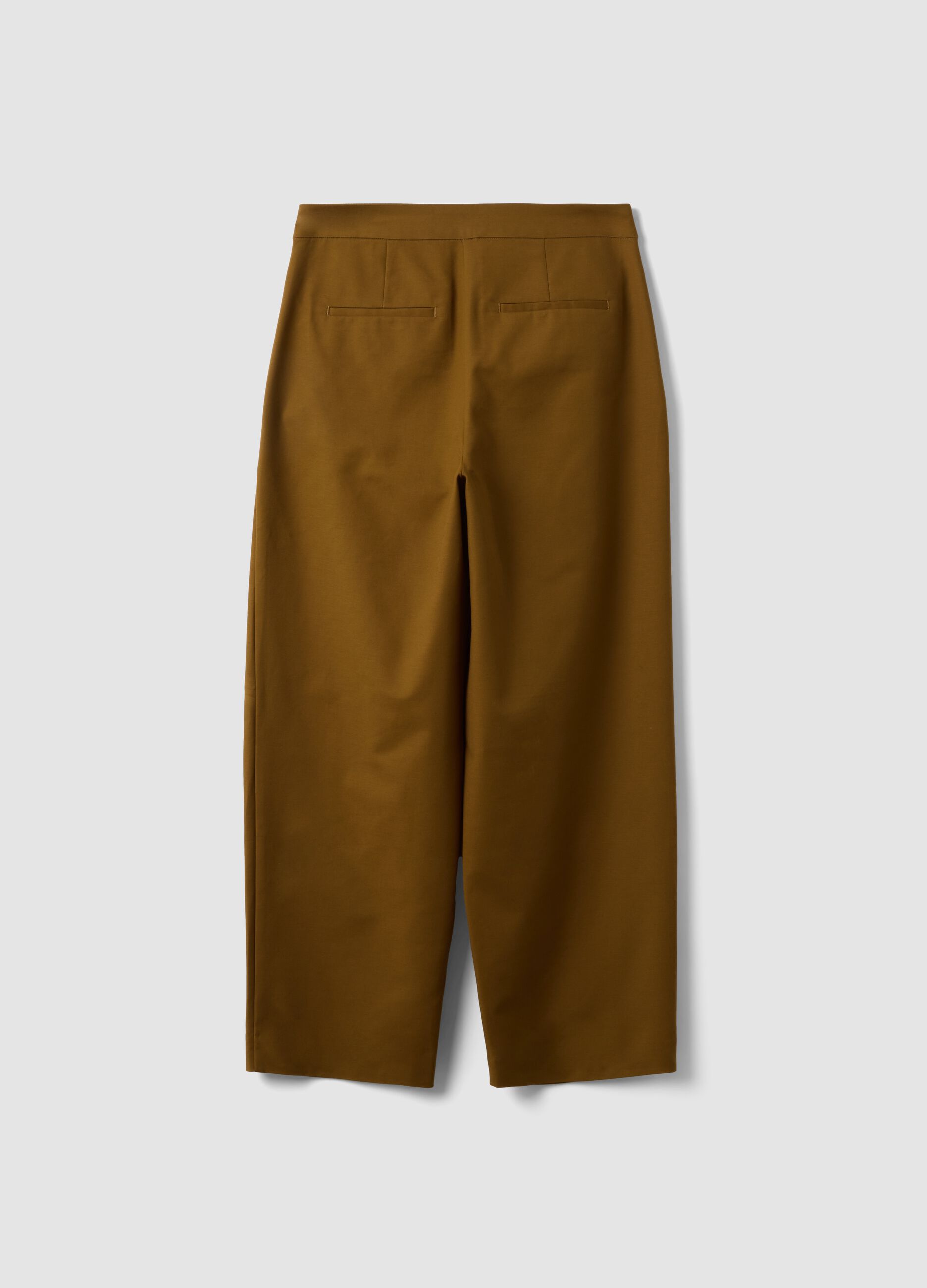 Pantaloni formali marroni in cotone elasticizzato barrel fit