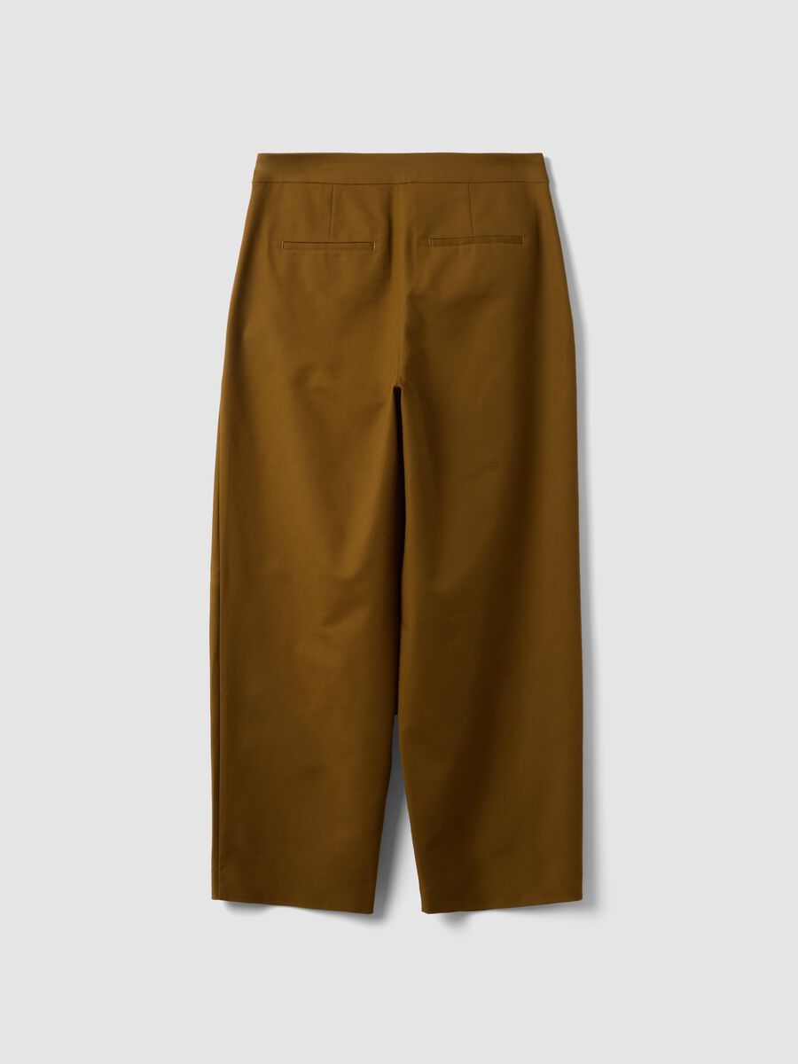 Pantaloni formali marroni in cotone elasticizzato barrel fit_6
