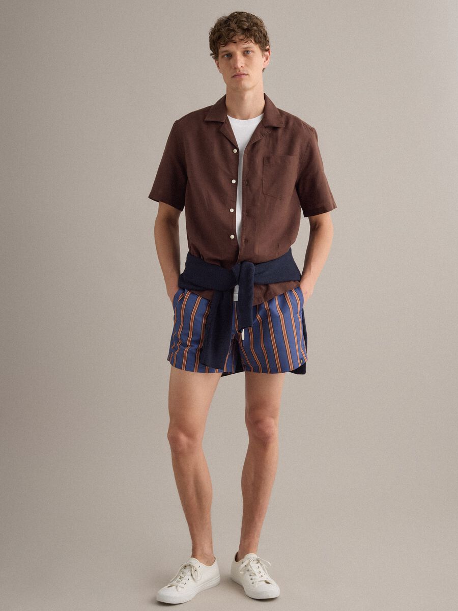 Blue striped swim shorts_0