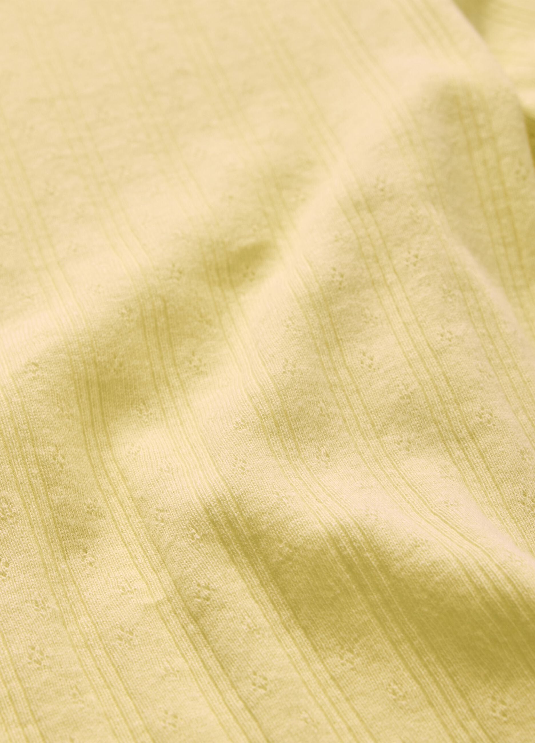 Yellow Ribbed T-shirt with Fitted Cut