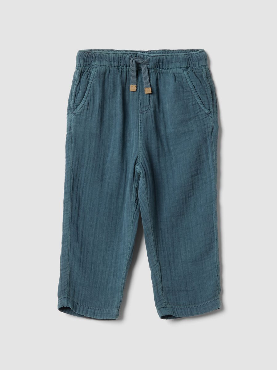 Pantaloni in puro cotone blu da bimbo regular fit_0