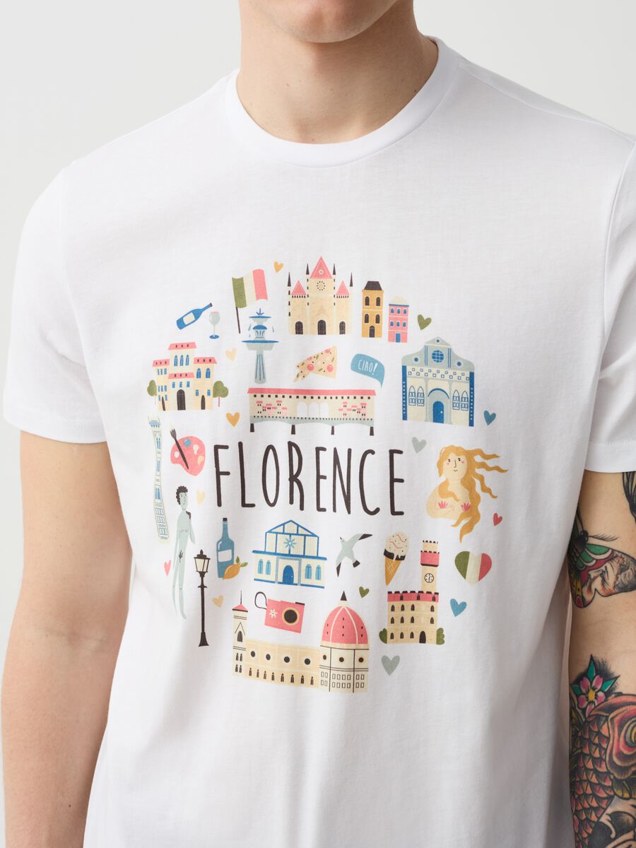T-shirt in cotone con stampa Firenze_1