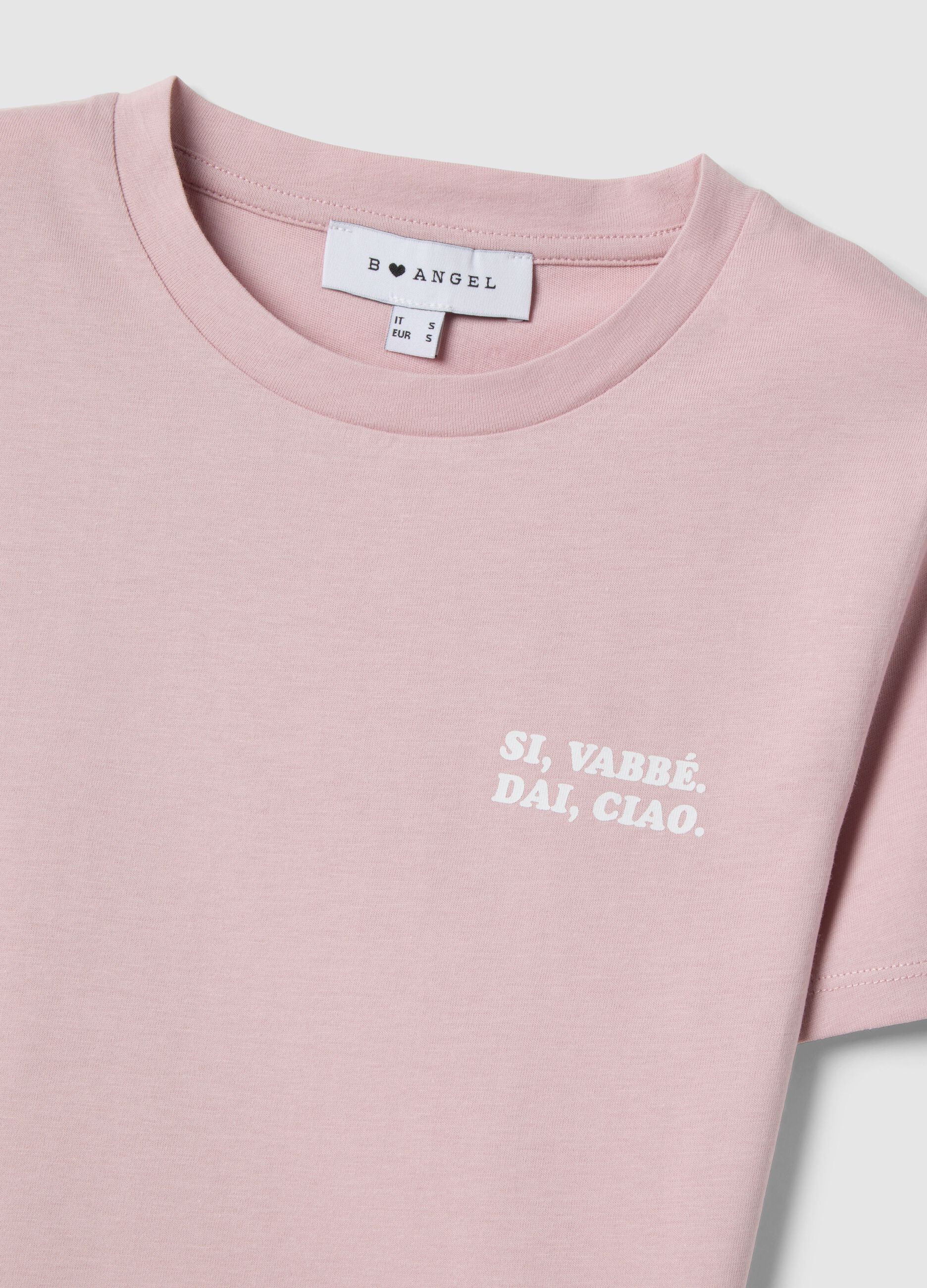 Slim Fit rosa T-Shirt aus reiner Baumwolle mit Schriftzug