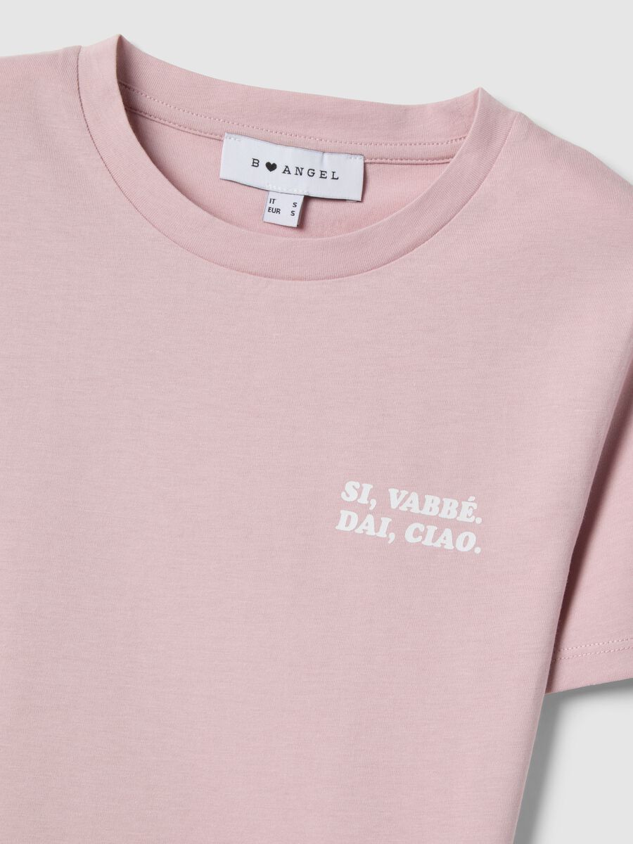 Slim Fit rosa T-Shirt aus reiner Baumwolle mit Schriftzug_5