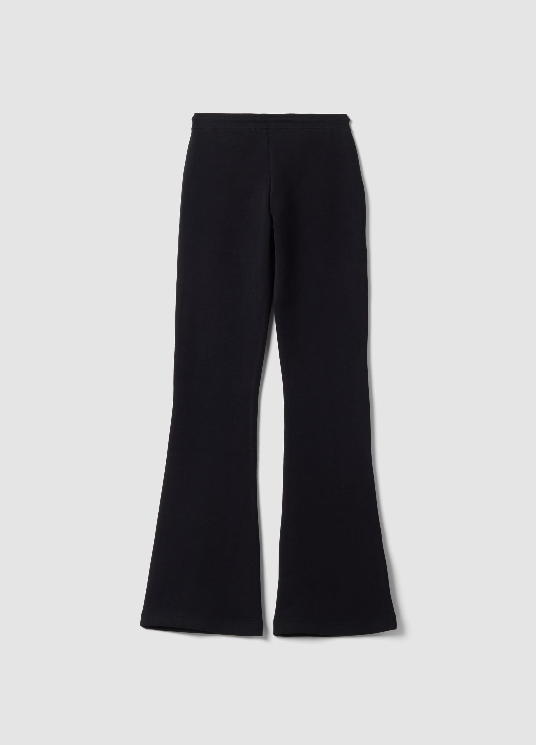 Blaue Flare-Jogger aus elastischer Bio-Baumwolle