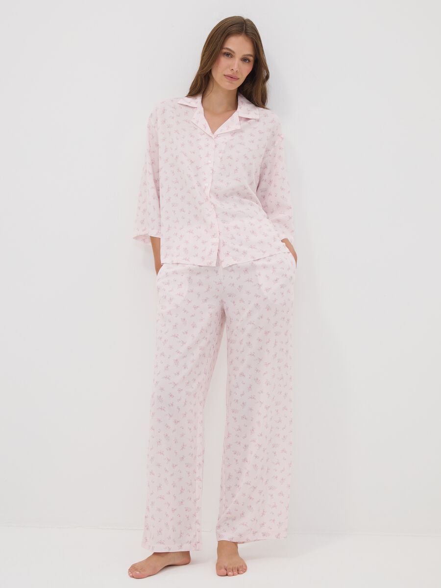 Pink floral pure viscose pyjama T-shirt_0