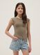 Girls&rsquo; beige stretch viscose vest top, relaxed fit_0