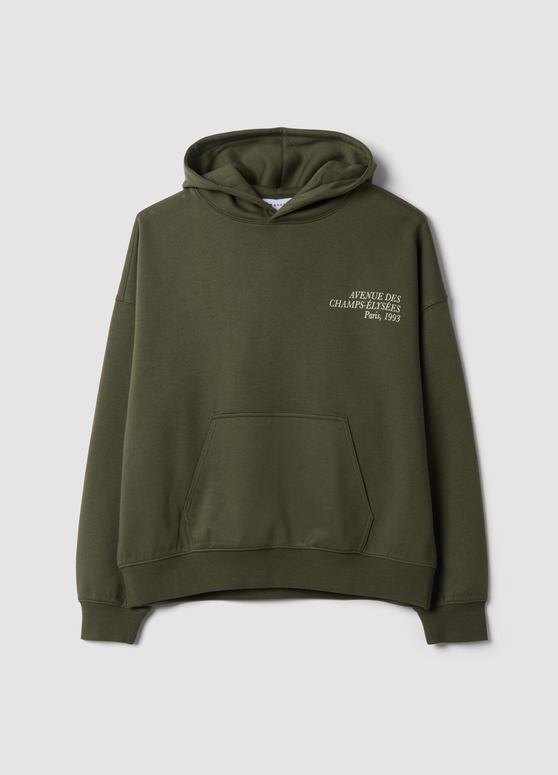 Felpa verde con cappuccio e girocollo in misto cotone