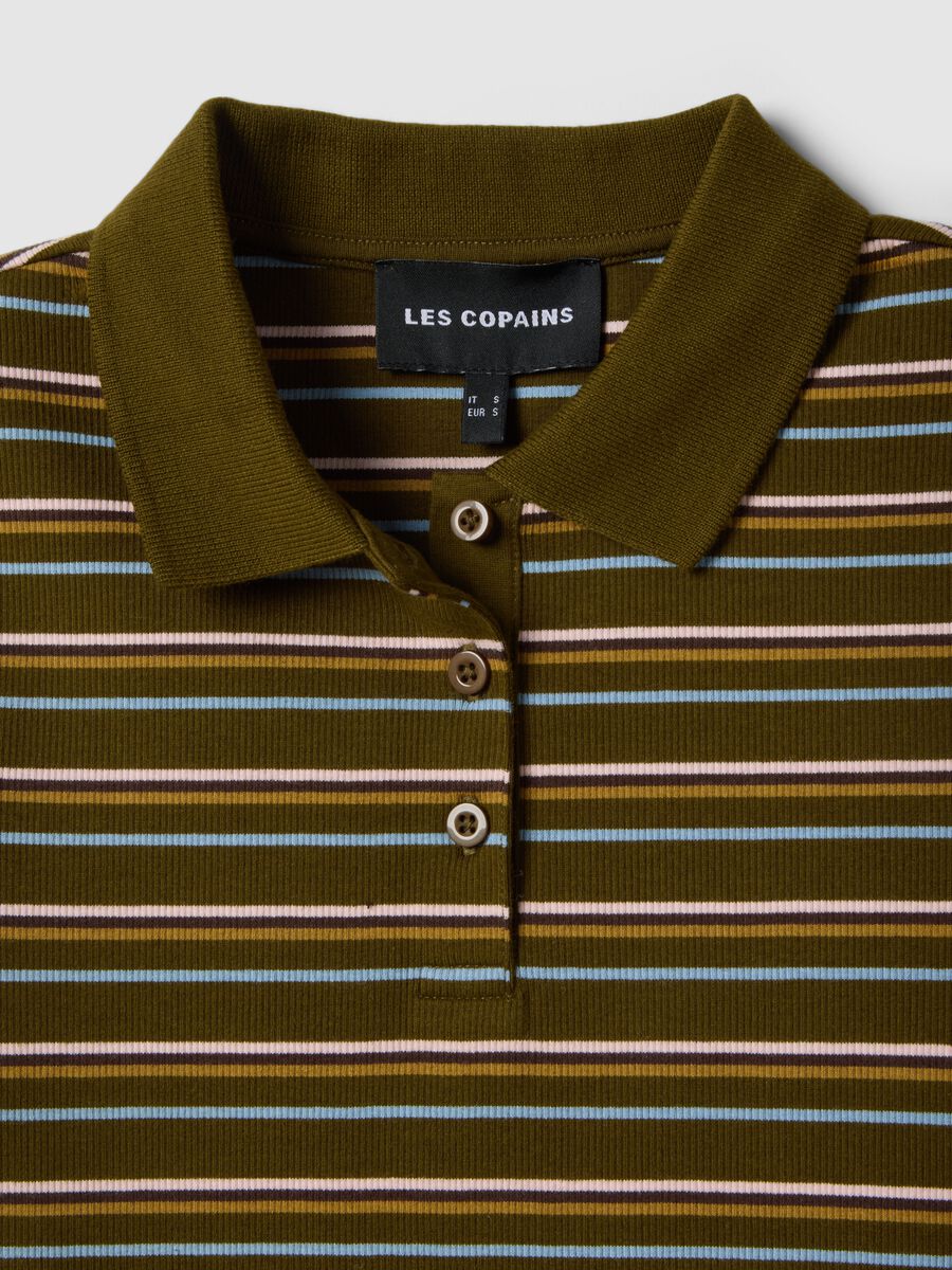 Polo verde a righe in cotone elasticizzato_5