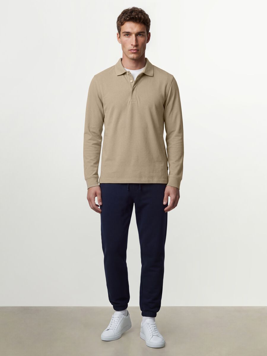 Grey long-sleeve stretch-cotton polo shirt, regular fit_2