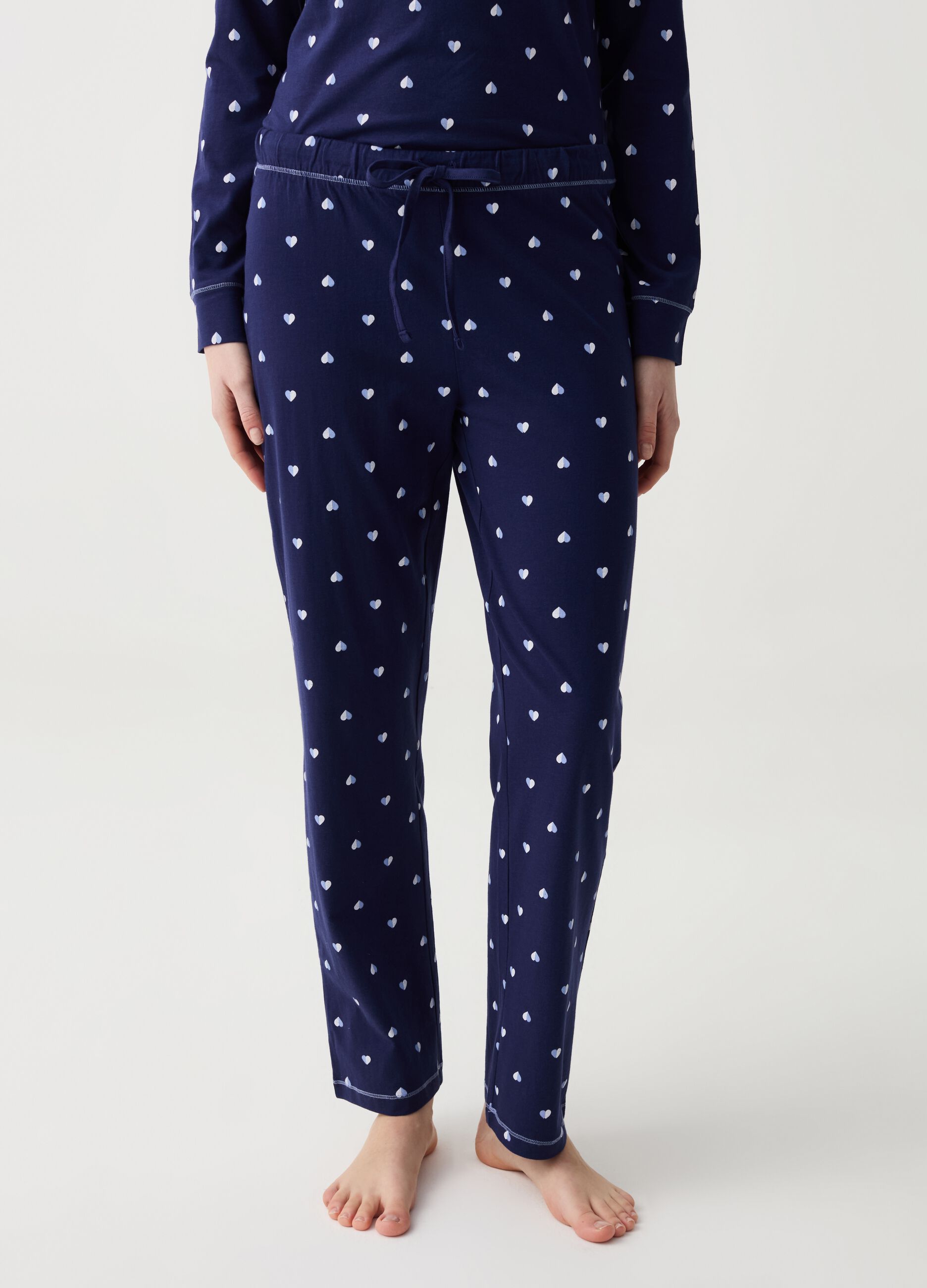Pyjama trousers with hearts print