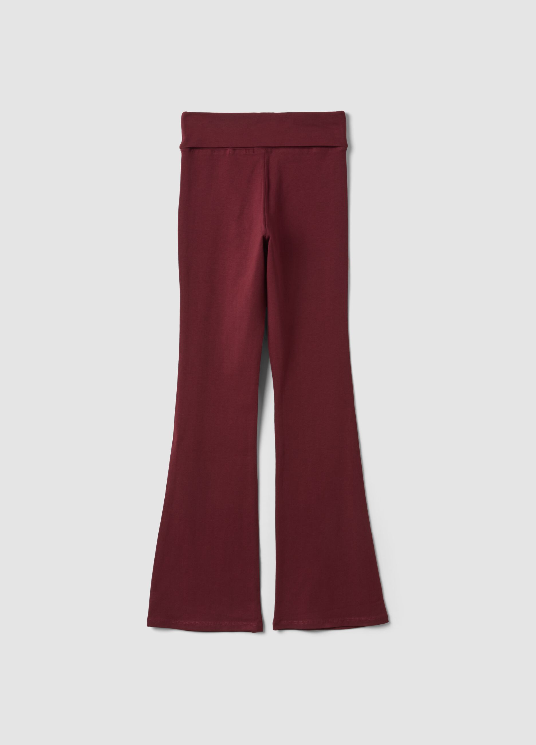 Girls&rsquo; red flared leggings in stretchy organic cotton