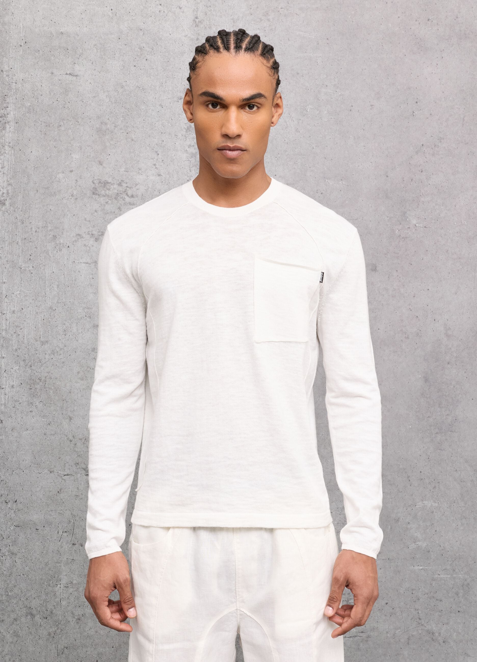 White Knit Long-Sleeve T-Shirt