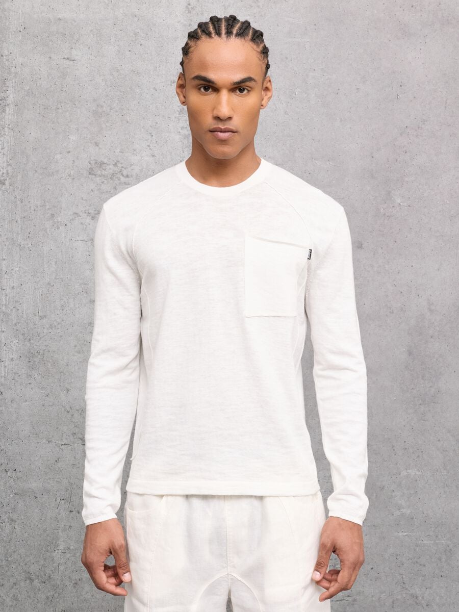 White Knit Long-Sleeve T-Shirt_0