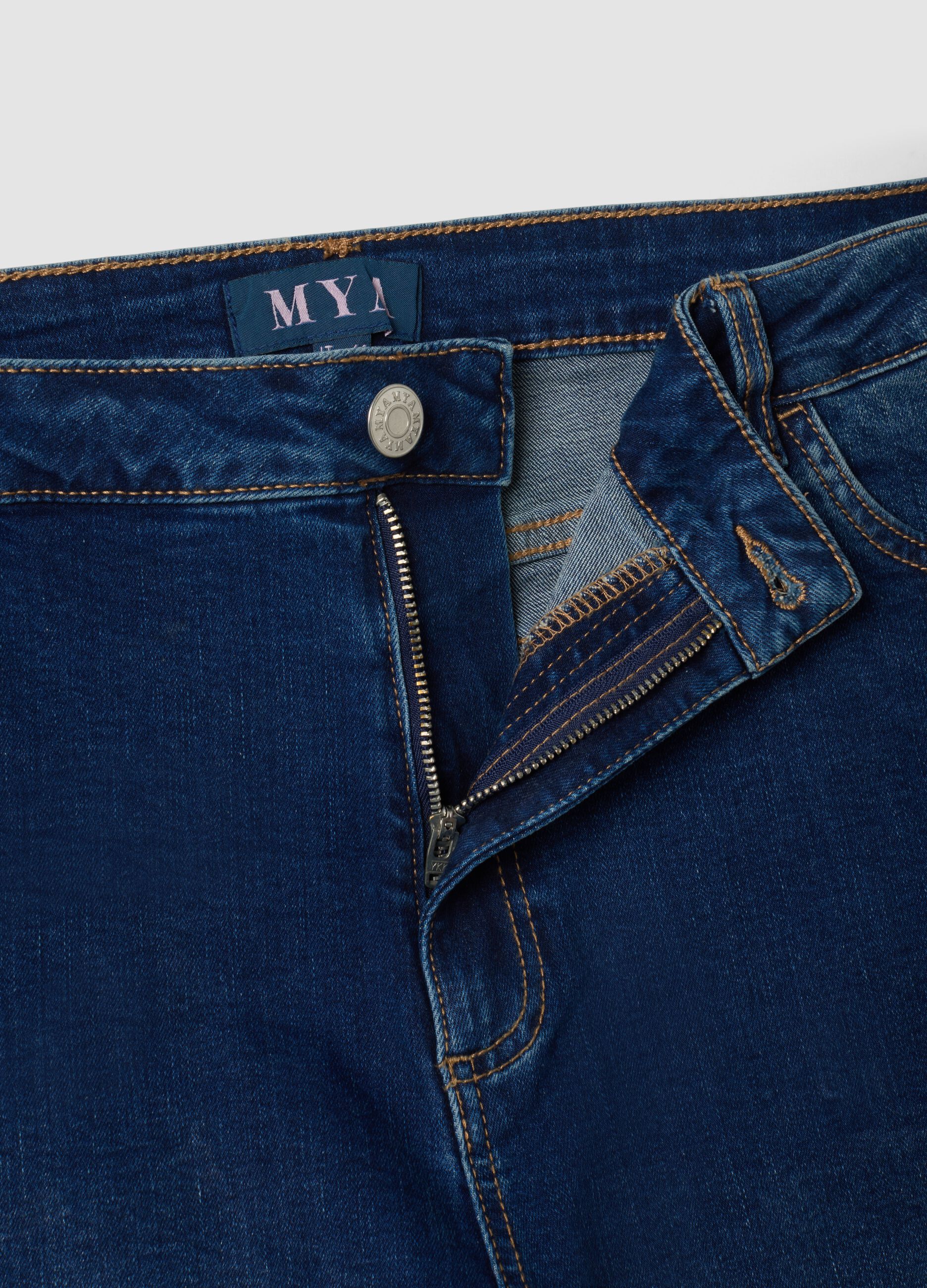 Jeans denim blu in cotone elasticizzato slim fit