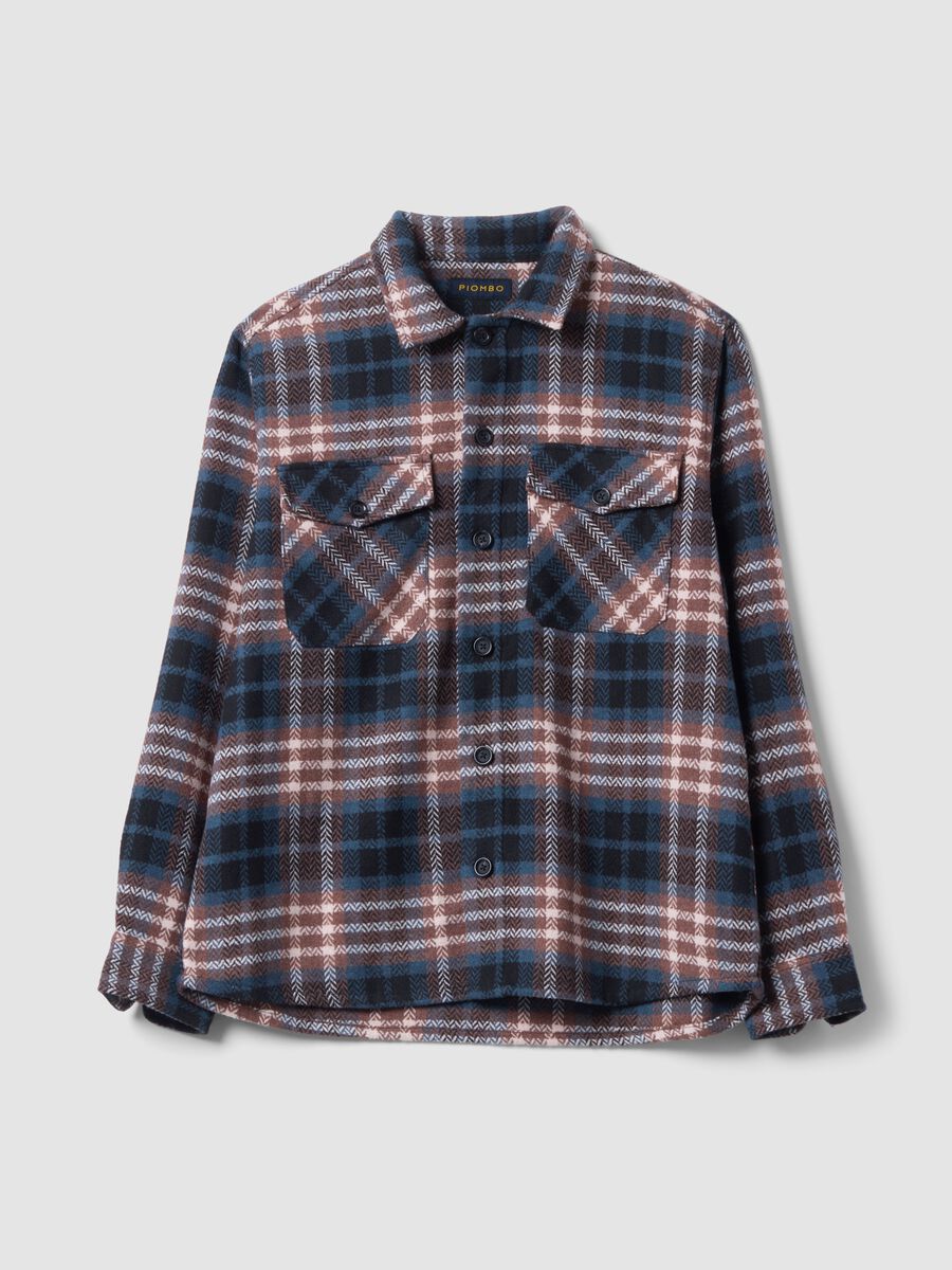 Blue wool-blend checked shacket with an oversized fit_4