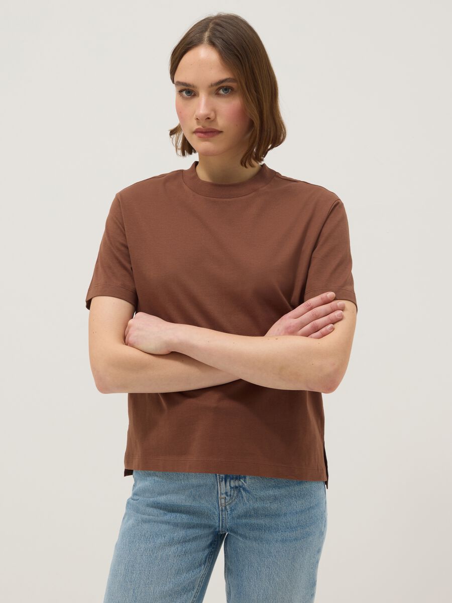 Brown pure cotton t-shirt regular fit_0