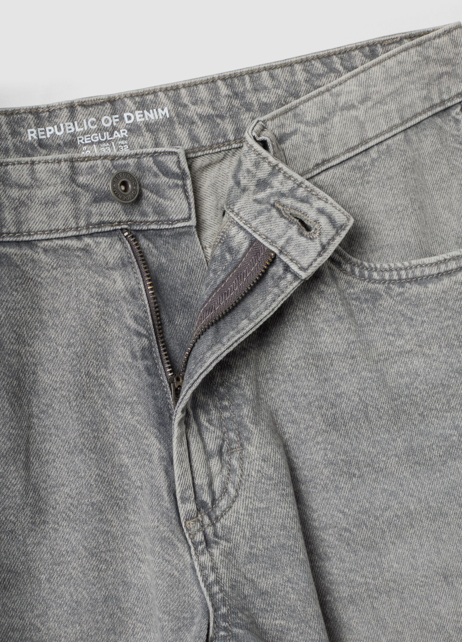Grey regular-fit denim jeans in pure cotton