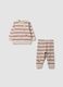 Beige pure organic cotton striped pyjamas with Winnie the Pooh embroidery_0