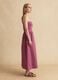 Robe longue rose en coton stretch, coupe regular, sans bretelles_2