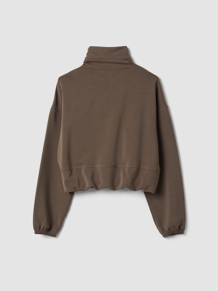 Short brown stretch viscose sweatshirt with high neck_6