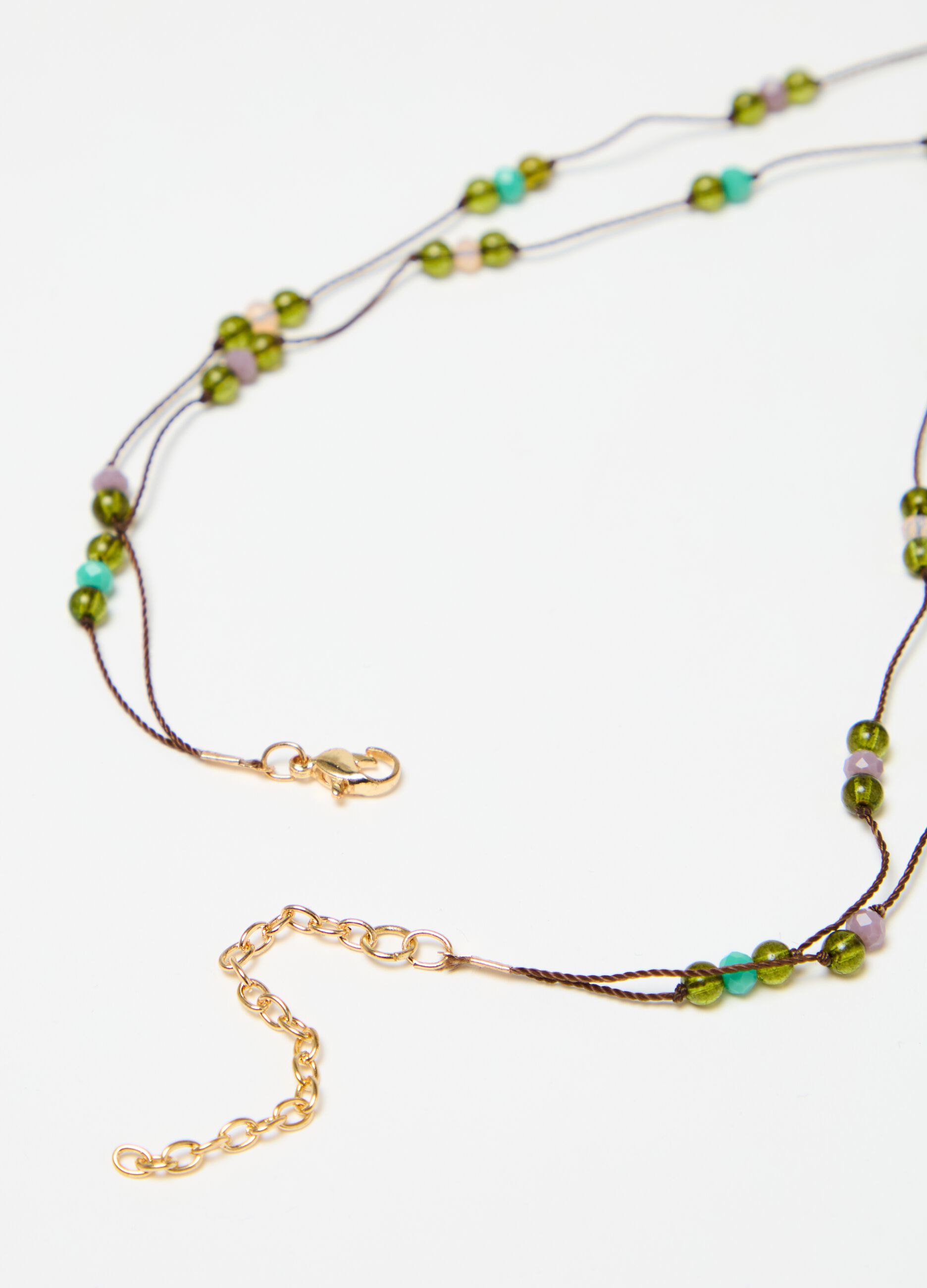 Thin multi-string necklace with pendants