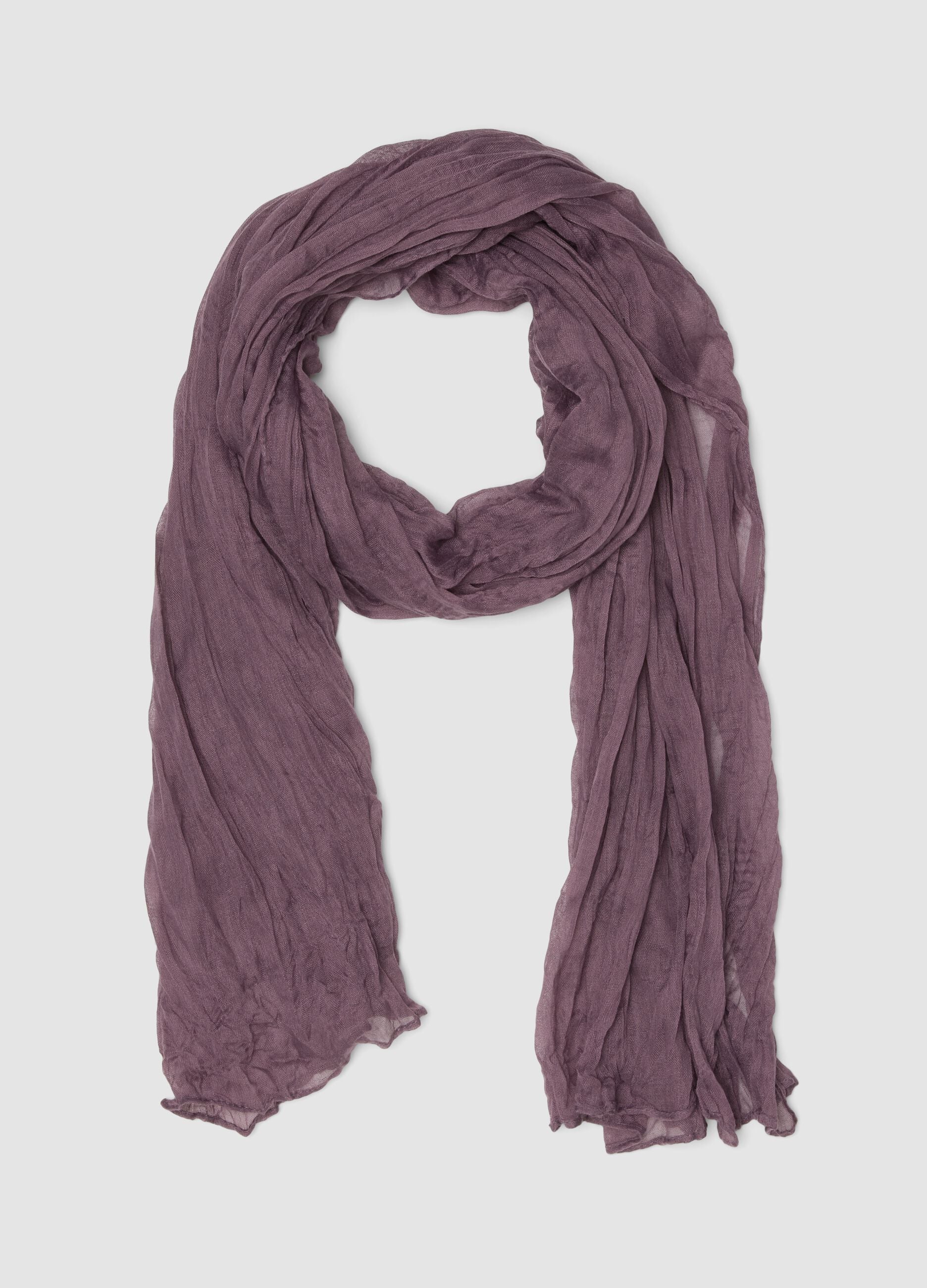 Purple semi-sheer crinkled-effect scarf