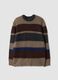 Brown striped stretch wool crew-neck jumper, regular fit_0