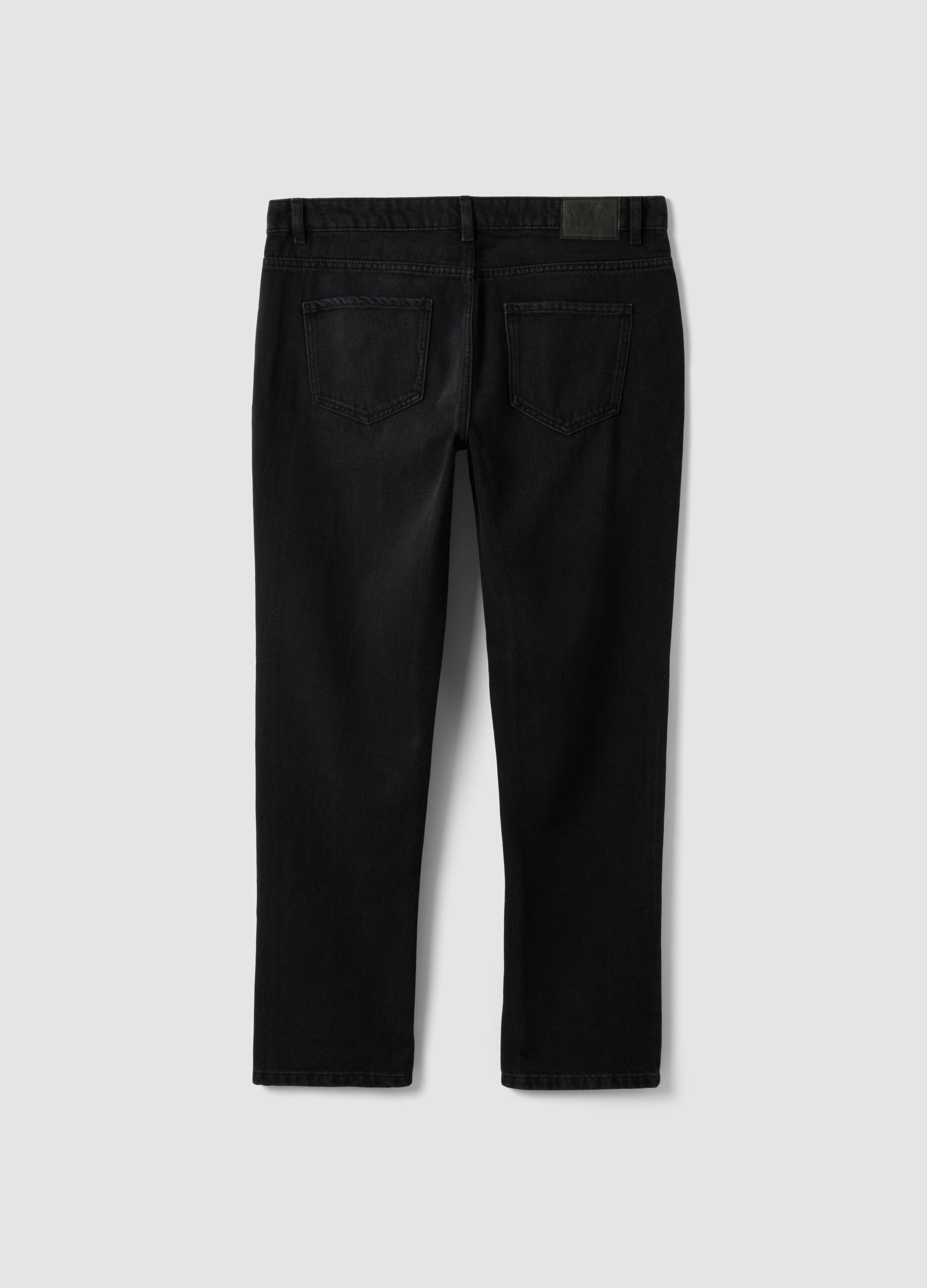Black denim jeans in cotton-viscose blend, regular fit
