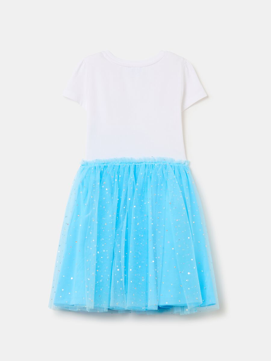 Dress with skirt in tulle and Elsa print_1